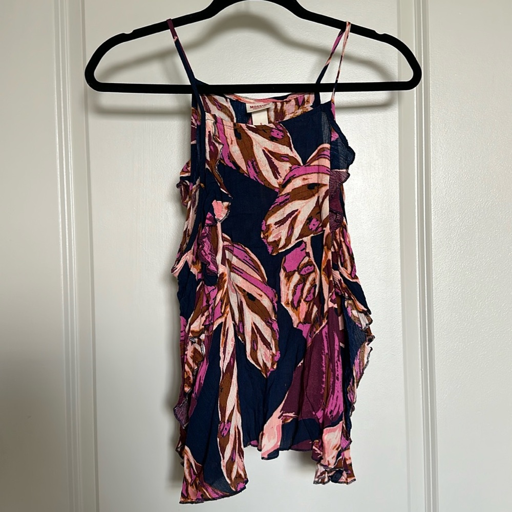 Floral flowy tank with partially open back - small